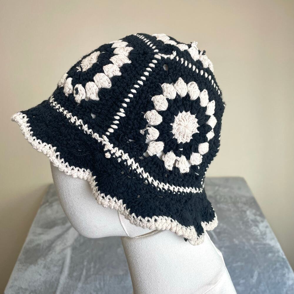 Handmade‎ Vintage Womens Bucket Hat OS Grany Square Boho Hippie Fairy Festival